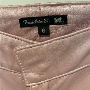 Frankie B. Light Pink Leather Boot cut Flare Pants